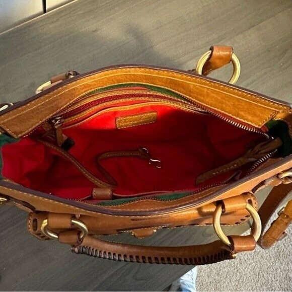 Dooney & Bourke Florentine Pocket Vaccheta Leather Satchel Bag Cognac - Picture 13 of 13